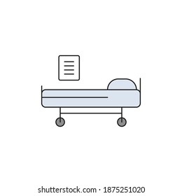 Hospital bed. Simple vector icon, filled outline.
