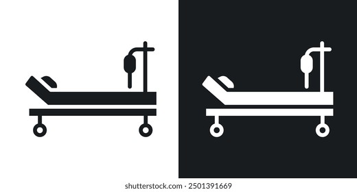 Hospital bed solid icon vector set in black and white color