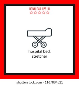 hospital bed, stretcher  vector icon
