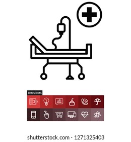 Hospital bed vector icon
