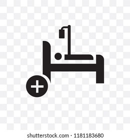 Hospital bed vector icon isolated on transparent background, Hospital bed logo concept