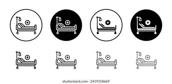 Hospital bed vector icon set collection. Hospital bed Outline flat Icon.