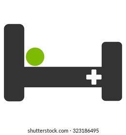 Hospital Bed vector icon. Style is bicolor flat symbol, eco green and gray colors, rounded angles, white background.