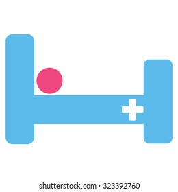 Hospital Bed vector icon. Style is bicolor flat symbol, pink and blue colors, rounded angles, white background.