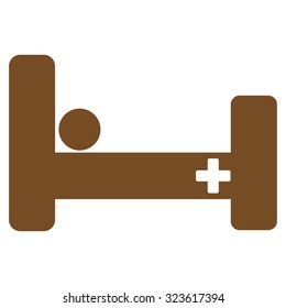 Hospital Bed vector icon. Style is flat symbol, brown color, rounded angles, white background.