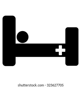 Hospital Bed vector icon. Style is flat symbol, black color, rounded angles, white background.