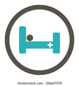 Hospital Bed vector icon. Style is bicolor flat rounded symbol, grey and cyan colors, rounded angles, white background.