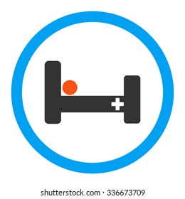 Hospital Bed vector icon. Style is flat rounded symbol, bright colors, rounded angles, white background.