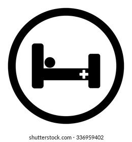 Hospital Bed vector icon. Style is flat rounded symbol, black color, rounded angles, white background.