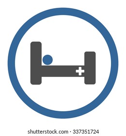 Hospital Bed vector icon. Style is bicolor flat rounded symbol, cobalt and gray colors, rounded angles, white background.