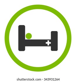Hospital Bed vector icon. Style is bicolor flat rounded symbol, eco green and gray colors, rounded angles, white background.