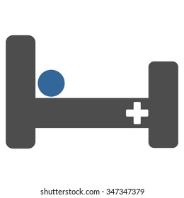 Hospital Bed vector icon. Style is bicolor flat symbol, cobalt and gray colors, rounded angles, white background.