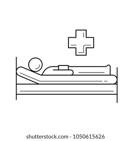 Hospital bed vector line icon isolated on white background. Hospital bed line icon for infographic, website or app. Icon designed on a grid system.