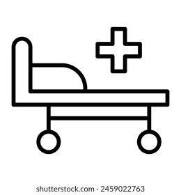 Hospital Bed Vector Line Icon Design