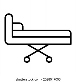 Hospital bed Vector Outline Icon Isolated On White Background
