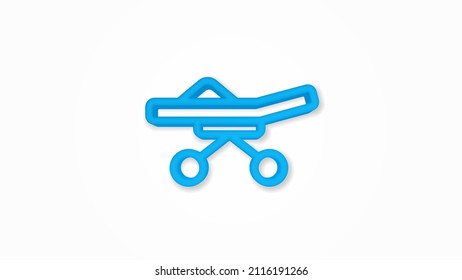 Hospital bed or hospital ward, medical treatment, healthcare 3d realistic line icon. Vector top view illustration. color pictogram isolated on white background