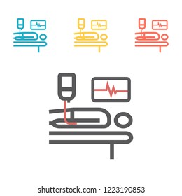 Hospital bed or hospital ward symbol. Man in a coma. Vector illustration for websites.