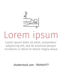 Hospital bed or hospital ward symbol. Man in a coma. Vector illustration for websites.