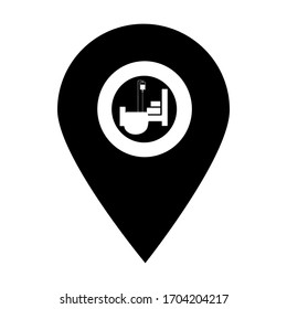 Hospital bed, wheel stretcher store location map pin pointer icon. Element of map point for mobile concept and web apps. Icon for website design and app development. Premium hospital, clinic icon sign