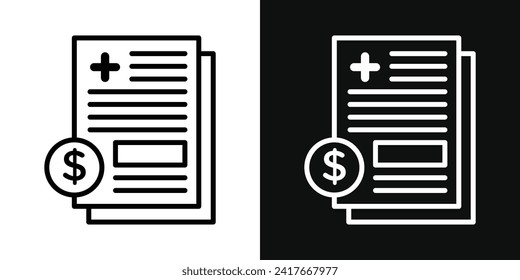 Conjunto de iconos de la factura del hospital. ilustración vectorial