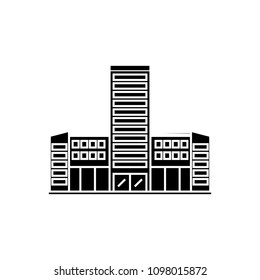 Hospital black icon concept. Hospital  vector sign, symbol, illustration.