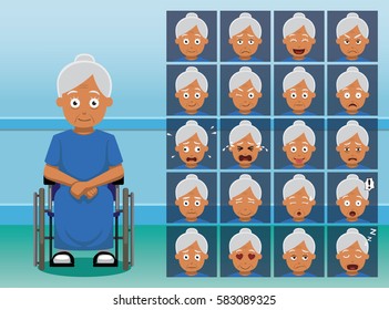 Hospital Black Patient Cartoon Character Emotion faces