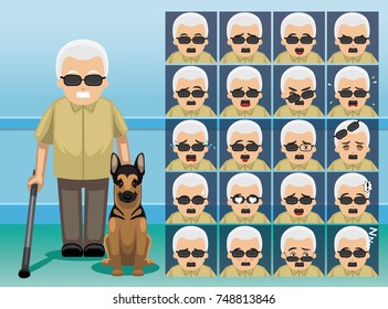 Hospital Blind Old man Cartoon Character Emotion faces