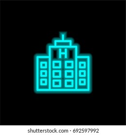 Hospital Blue Glowing Neon Ui Ux Icon. Glowing Sign Logo Vector