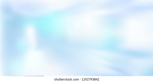 Hospital blurred background. Medical backdrop with molecules. Blur interior inside building with light background. Vector illustration.