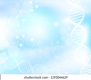 Hospital blurred background. Medical backdrop with molecules.DNA structure vector background. Molecular structure.