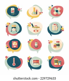 hospital bubble speech banner design flat background set, eps10