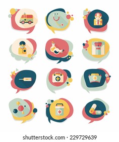 hospital bubble speech banner design flat background set, eps10
