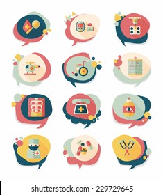 hospital bubble speech banner design flat background set, eps10