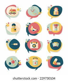 hospital bubble speech banner design flat background set, eps10