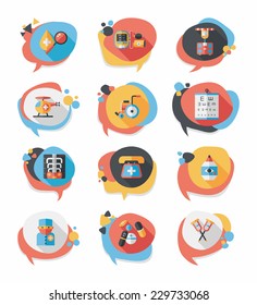 hospital bubble speech banner design flat background set, eps10