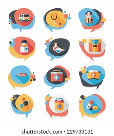 hospital bubble speech banner design flat background set, eps10