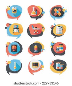 hospital bubble speech banner design flat background set, eps10