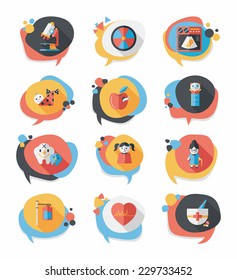hospital bubble speech banner design flat background set, eps10