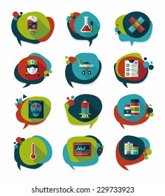 hospital bubble speech banner design flat background set, eps10