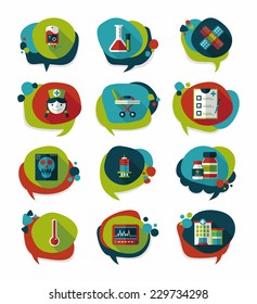 hospital bubble speech banner design flat background set, eps10