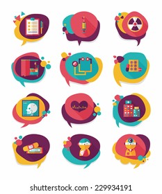 hospital bubble speech banner design flat background set, eps10