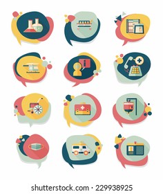 hospital bubble speech banner design flat background set, eps10