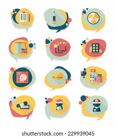 hospital bubble speech banner design flat background set, eps10