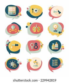 hospital bubble speech banner design flat background set, eps10