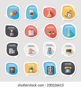 hospital bubble speech banner design flat background set, eps10