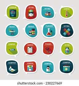 hospital bubble speech banner design flat background set, eps10