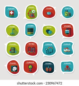 hospital bubble speech banner design flat background set, eps10