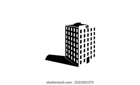 hospital building, black isolated silhouette