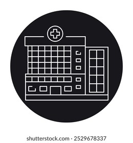 Hospital building black line icon. Editable stroke.Vector element
