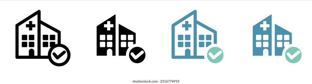 Hospital building bundle icon illustration.